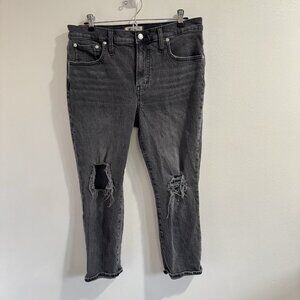 Madewell Jeans 30P / 10P Petite The Perfect Vintage Faded Black Distressed Slim